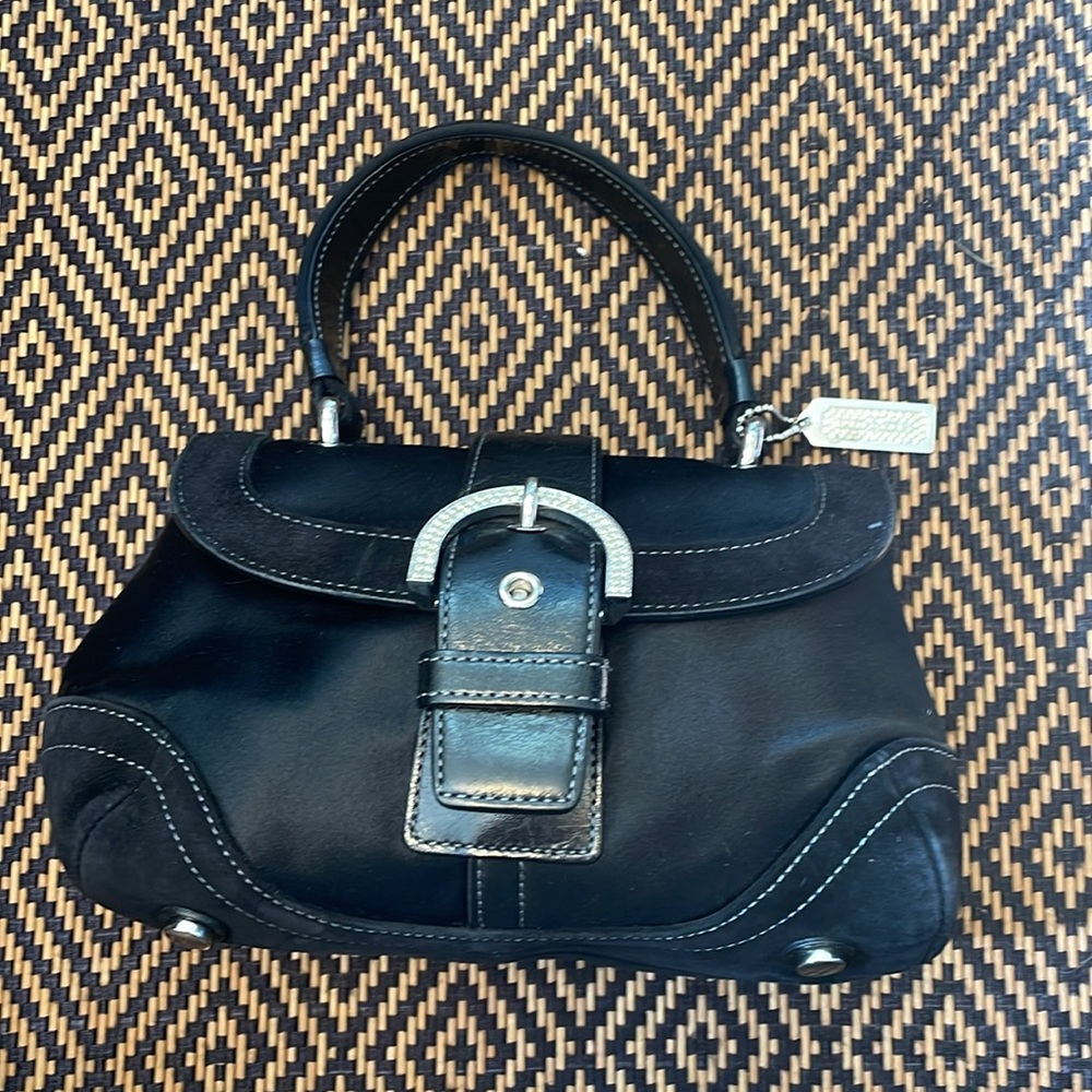 VINTAGE Y2K COACH MADISON SATIN SUEDE RHINESTONE MINI TOP HANDLE 8975 SOHO - Picture 3 of 13